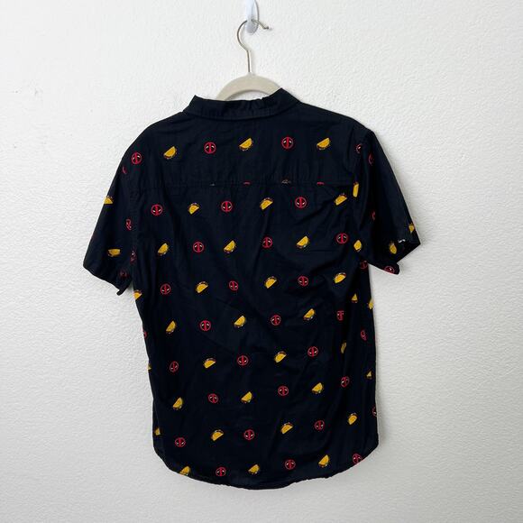 [Marvel] Deadpool Tacos Black Short Sleeve Button Down Shirt Size Small S - Picture 3 of 10